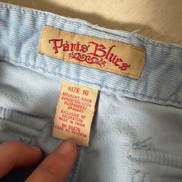 Paris Blues Light Blue Corduroy Cargo Flare Pants Womens 28 Vintage Y2K Utility - Picture 2 of 8